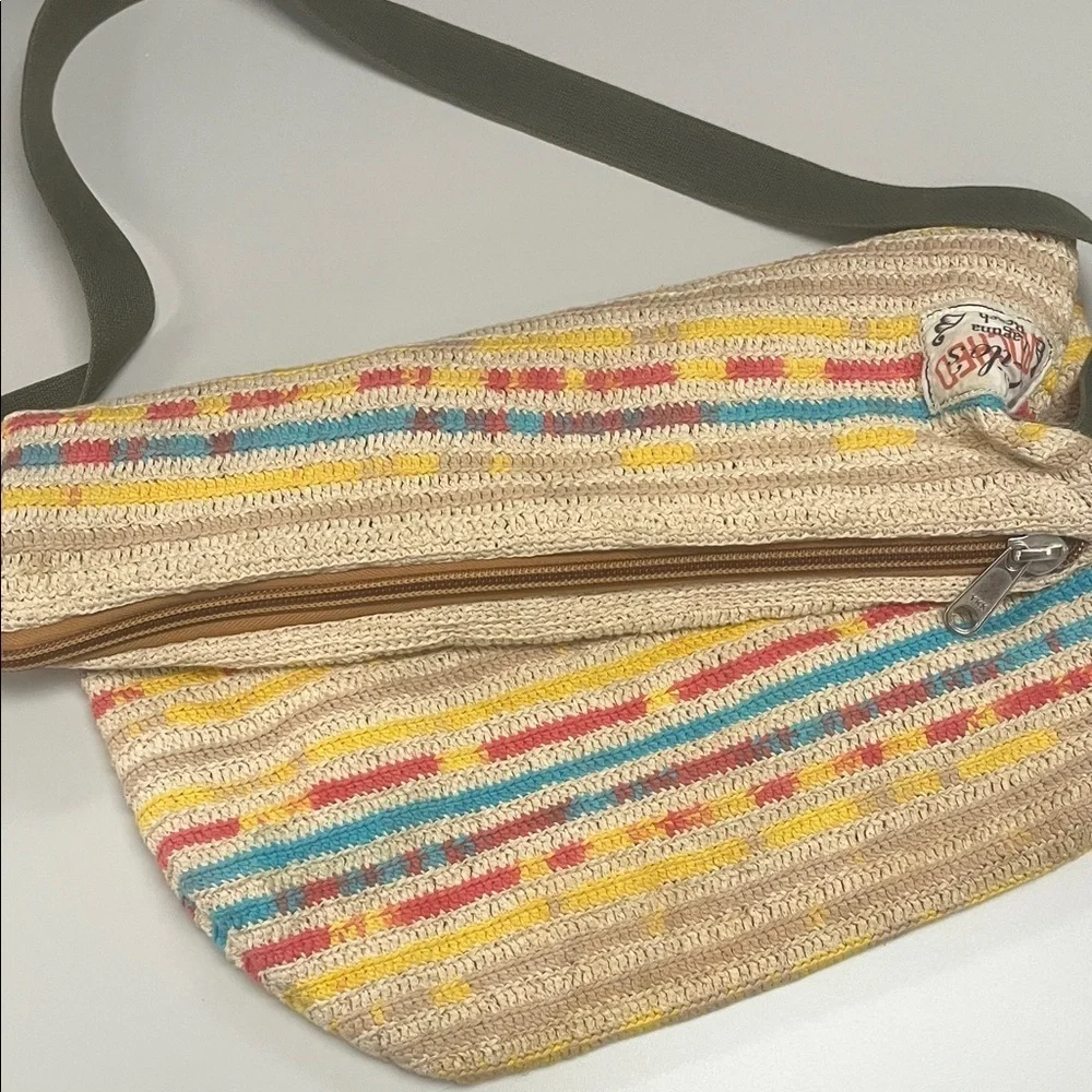 Lilos Laguna Beach Large Striped Crochet Shoulder Bag